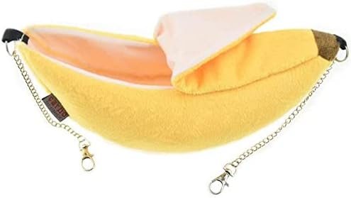 Banana bed for Hamster House for Hamsters Less Than 4 inches 10 cm in Length Pet Hammock Dutch Pig Hedgehog Rat Guinea Habitat Chinchilla sugar glider Hamster Accessories Toys Outfits(Small 8 Inch)