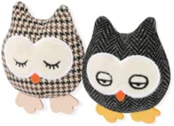 P.L.A.Y. PET Lifestyle and You Feline Frenzy HOOTIFUL Owls Plush Squeaky CAT Toy