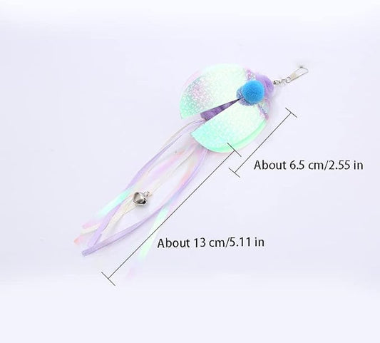 Cat Insect Feather Toys Replacement Cat Toy Wand Refills, 6 Pieces Natural Insect Cat Toy Feathers Refill, Interactive Cat Teaser Wand Attachments, with Bell