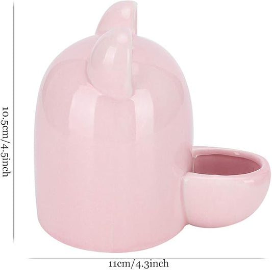 SUNGOOYUE Ceramic Feeder Hedgehog, Pink Ceramic Water Dispenser 250ml Mute Drinking Bowl, Wide Nozzle Small Animal Hydration Feeder for Hamsters Rabbits Guinea Pigs