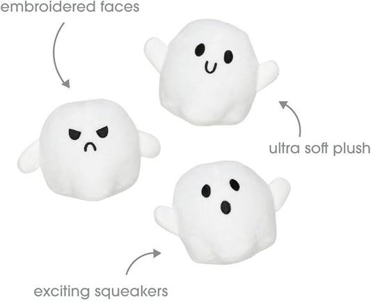 Pearhead Halloween Ghost Dog Toy Set, Plush Squeaky Pet Chew Toys for Dogs, Durable Soft Plush Fabric, Interactive Multi-Pack Value Gift for Puppies and Small to Medium Breeds