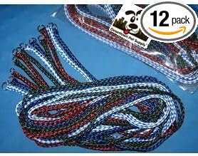 Downtown Pet Supply Braided Poly Slip Lead Dog Leash, 12 Pack, 5' Long - Universal Dog Slip Leash with Metal O Ring - Durable Dog Slip Lead for Groomers, Shelters, Rescues, Vets, or Doggy Daycares
