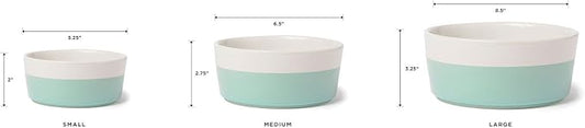Waggo Ceramic Dog Bowl – Blue & White Wave Pattern Pet Food & Water Bowl – Durable, Dishwasher Safe Modern Dog Dish (Medium)