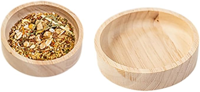 2 Pcs Wood Gerbil Food Bowl Wooden Hamster Feeding Bowls Small Animal Food Dish Feeder Mice Feeding Dishes Pet Snack Bowls Squirrel Dessert Bowl for Parrot