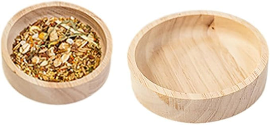 2 Pcs Wood Gerbil Food Bowl Wooden Hamster Feeding Bowls Small Animal Food Dish Feeder Mice Feeding Dishes Pet Snack Bowls Squirrel Dessert Bowl for Parrot
