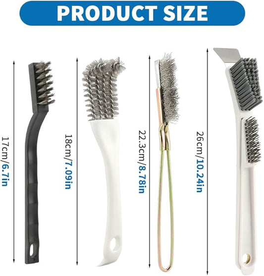 Bird Cage Cleaning Brush Kit, 4-Piece Multi Function Bird Perch Set, Includes Perch Brush, Mesh Brush and 3-in-1 Wire Brush, Bird Poop Remover Cleaning Tools Accessories for Small,Medium,Large,Tall