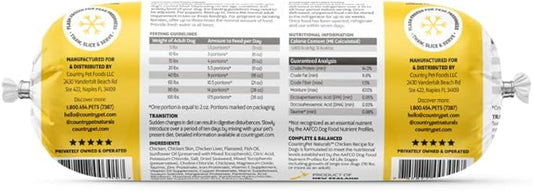 New Zealand Frozen Dog Rolls, Pasture-Raised & Free-Range, Gently Pasteurized Raw Dog Food, Protein-Rich, Natural & Healthy (4 Rolls, Chicken)