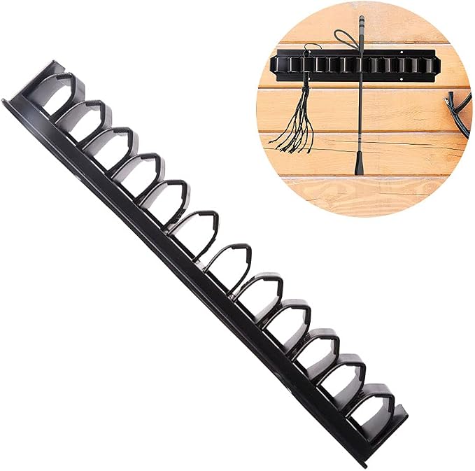 EKDJKK Horse Whip Crop Holder, Whip Rack Wall Mounted, Bracket for Horse Stables, Durable Horse Whip Storage Organizer, Holds up to 12 Whips or Crops, Black