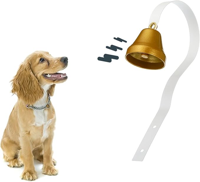 PATIKIL Dog Doorbell, Fixed Metal Dog Bells for Training Dog to Ring to go Outside, Wall Mounted Dog Door Bell Traditional Doorbell Shop Doorbell, Golden Tone and White