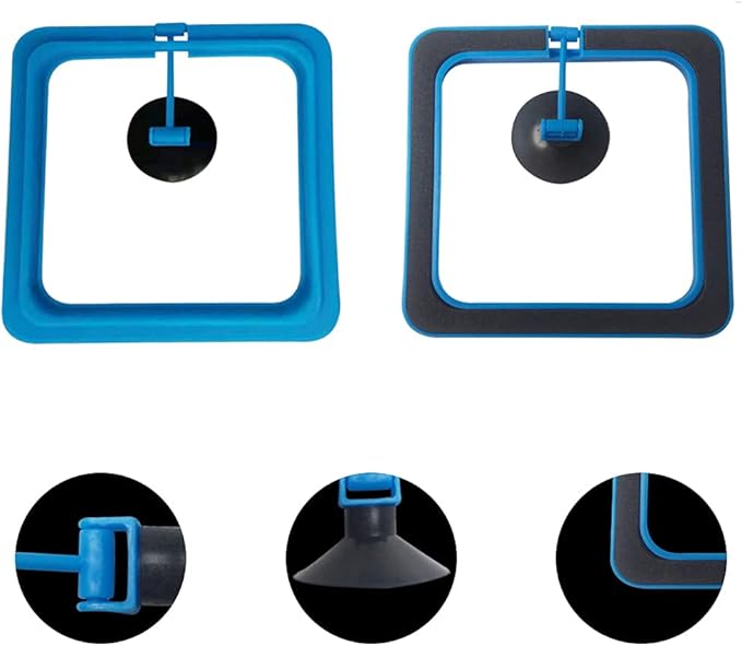 Fish Feeding Ring Floating Food Feeder Circle with Suction Cup Easy to Install Aquarium (Square)