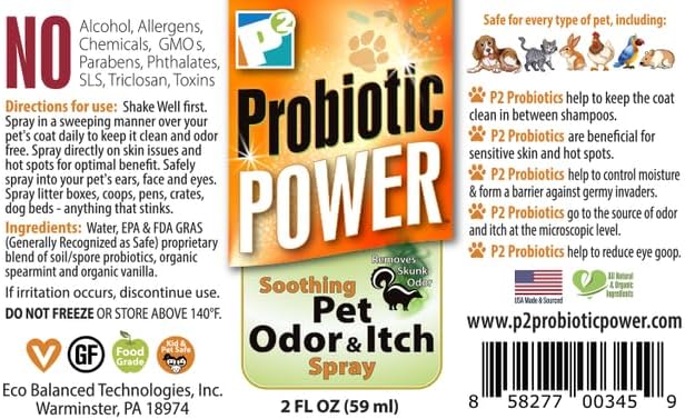 Pet Odor & Itch Spray – Dog, Cat, Puppy, Kitten Grooming Spray, Deodorizer, Litter Box Freshener, Hot Spot Spray, Coat, Bedding, Kennel, Carrier, Travel – 2 oz