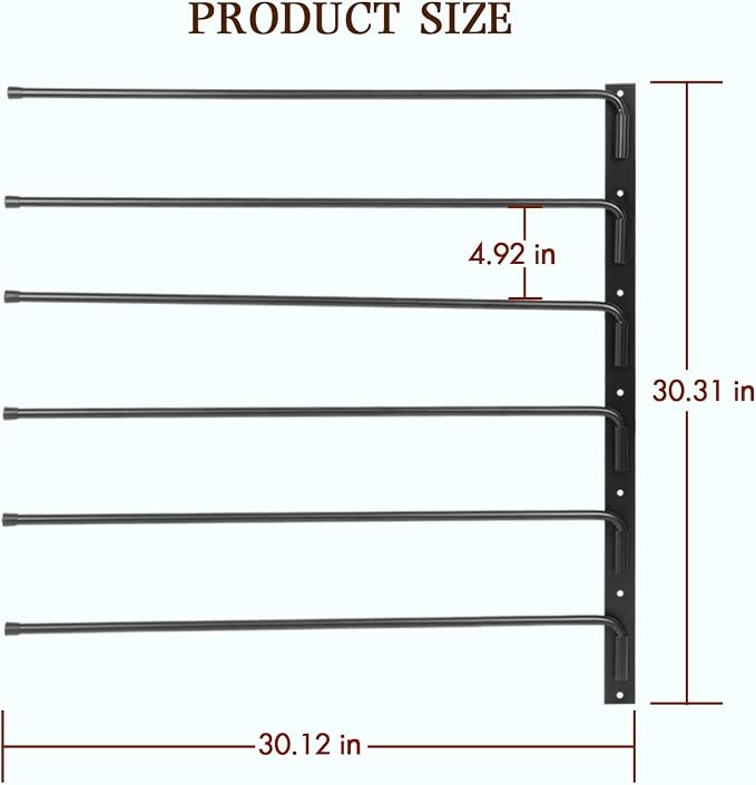 FAHKNS Saddle Pad Rack, 6 Bar Saddle Blanket Rack, 180 Degree Swing Horse Blanket Holder, Wall Mounted Horse Blanket Storage Rack for Horse Tack Room Organization