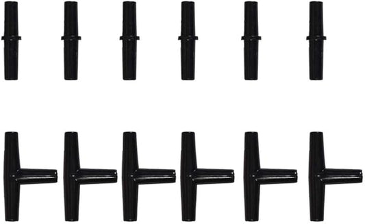 JIH Aquarium 50 Feet Standard 3/16" Black Flexible Airline Tubing with Black Plastic Connectors for Fish Tank,Terrariums, and Hydroponics