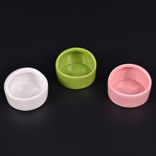 Gradient Side Hamster Ceramic Bowl,Cute Small Animal No Spill No Turnover Food Water Bowl Dish Holder for Guinea Pig Rodent Rat Gerbil Cavy Hedgehog Dwarf Feeder Feeding Bowl Basin,Pet Supplies,White