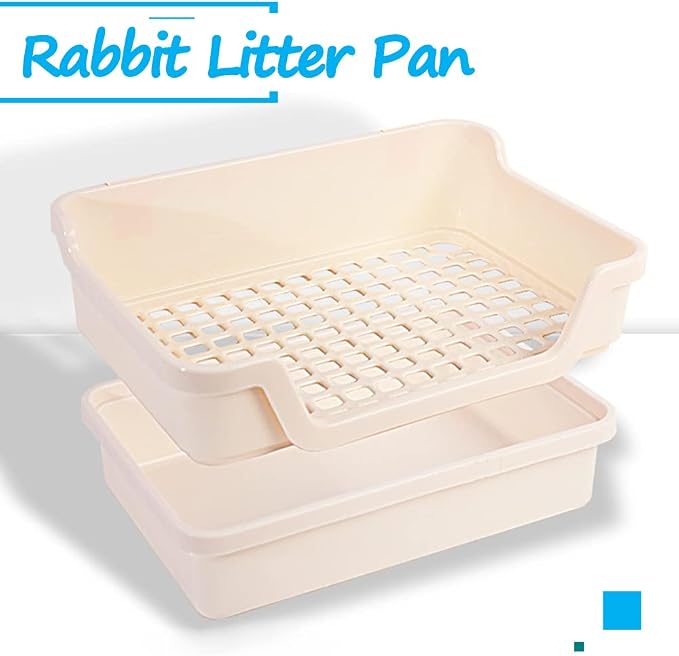 Hamiledyi Extra Large Rabbit Litter Box Pet Corner Toilet Small Animal Potty Trainer Huge Bunny Litter Pan with Plastic Grate Deep Dump Tray for Adult Guinea Pigs Chinchillas Ferrets Galesaurs