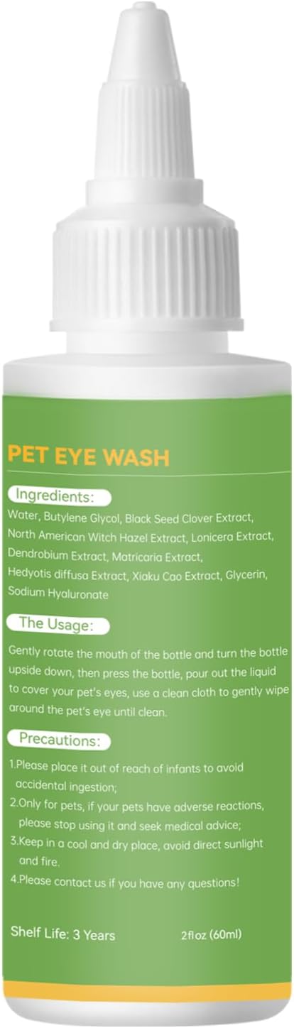 Eye Drops for Dogs & Cats: Pet Eye Wash to Soothe Allergy & Irritation - Dog Eye Drops to Relieve Dry Eyes Pink Eyes - Pet Tear Stain Cleaner - Suitable for All Animals
