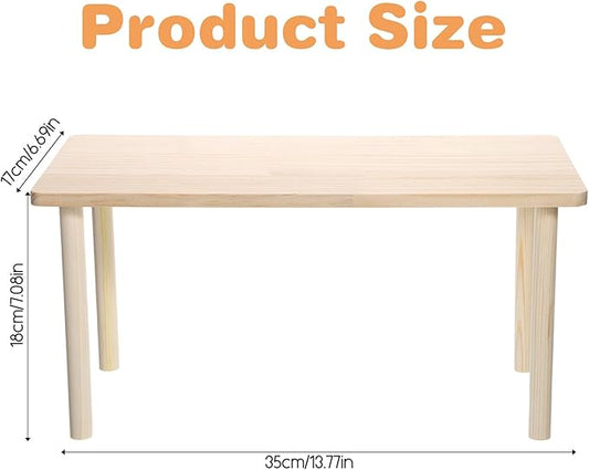 Wooden Hamster Platform, 35x18x17cm Natural Wood Resting and Climbing Surface for Small Pets, Rectangle Cage Accessory Stand for Syrian Dwarf Gerbil Mice Hamster Cage Gerbils Hamsters and Small Pets