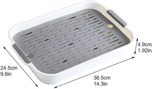 Small Animal Litter Box with Detachable Grid, Large Space Rabbit Toilet Tray for Guinea Pigs Hamster Chinchilla Ferret, Smooth Corner Plastic Potty Training Pan, Easy Clean Blue 36.5x24.5cm(F)