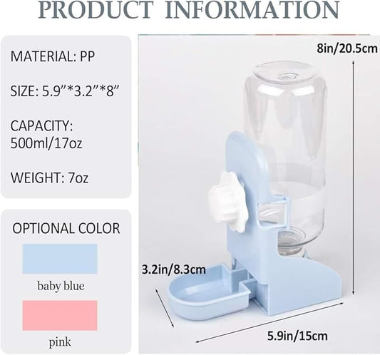 kathson Rabbit Water Bottle, 17oz Hanging Water Fountain Automatic Dispenser No Leak WaterFeeder for Bunny Chinchilla Guinea Pig Hedgehog Ferret