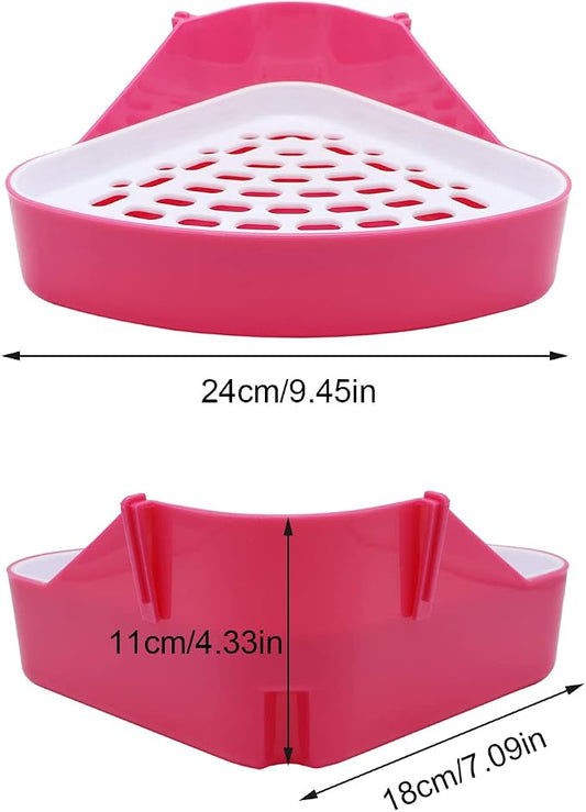 Litewoo Rabbit Litter Box Toilet Bunny Corner Litter Pan Pet Toilet Potty for Guinea Pigs Hamster Chinchilla Ferret Rabbit Small Animal (Pink)