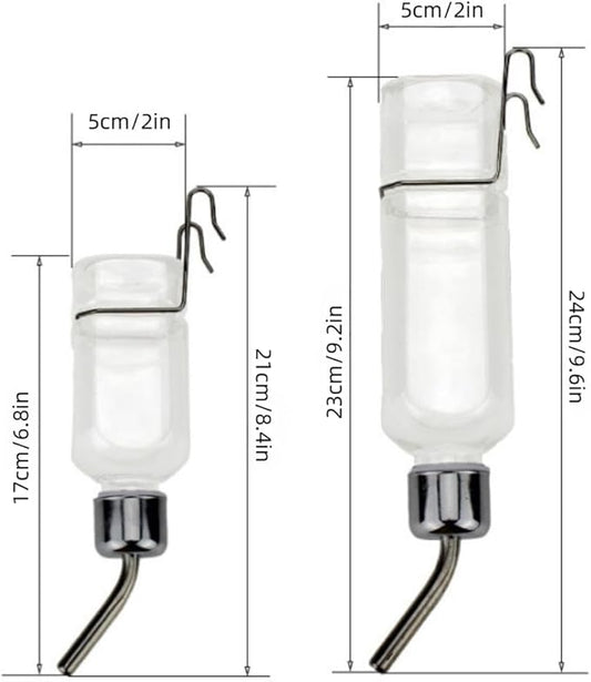 2 Pcs Pet Cage Water Bottle No Drip Small Animal Water Bottle, Hanging Waterer for Rabbit, Guinea Pig, Hedgehog, Squirrel, Rat, Chinchilla, Hamster Dispenser Bottle