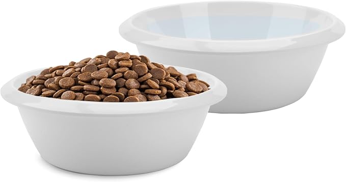 2PCS Cat Bowls Pet Feeding Dish 6.3 Inch, Wide Pet Bowl Pet Feeding Bowl for Indoor Cats, Replacement Food and Water Bowl, Wide Shallow Feeder Bowls for Kitten, Puppy, Rabbit (White)