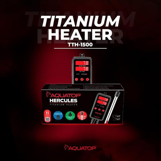 Aquatop Hercules 1,500-Watt Titanium Heater with Single Digital Controller - Up to 500-Gal - Adjustable Temperature - for Fresh & Saltwater Aquariums