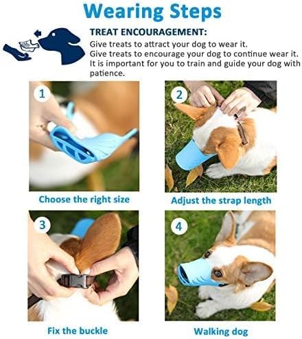 Dog Muzzle, Soft Duck Silicone Mouth Cover with Adjustable Strap for Small Medium Dogs, Best to Prevent Barking, Biting, and Chewing (XL, Blue)