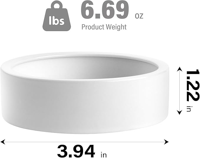2 Pack Ceramic Bowls for Syrian Hamster & Hedgehog, 3.9" Diameter, Shallow Chew-Proof Dish, Non-Slip Base, Easy to Clean (White + Black)