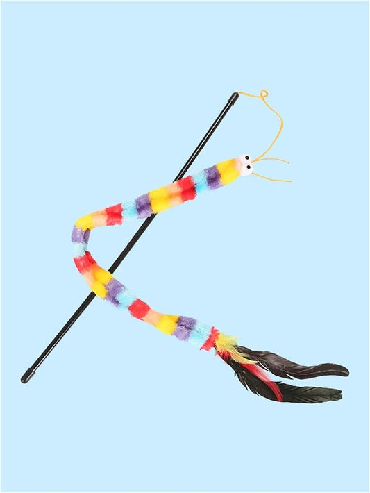 QWINEE Cat Wand Toys, Cat Interactive Toy, Cat Toys for Indoor Cats, Interactive Teaser Toys for Kitty Kitten One Size Deep Multicolor One Size