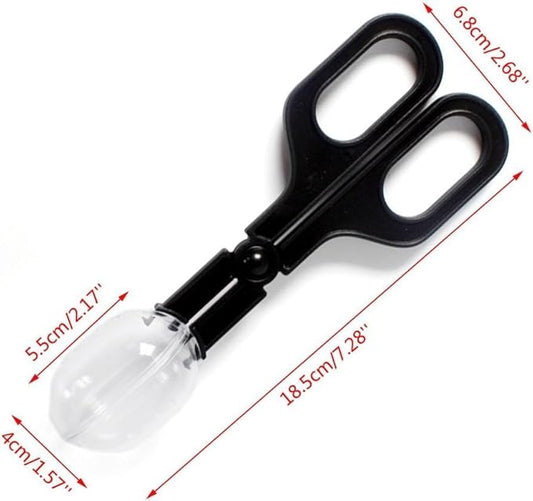 Black Reptiles Feeding Scooper Poop Cleaning Clamp Spoon-shaped Tips Feeder Tweezers Aquarium Tank and Terrarium Cleaning Tool,For Snakes Lizard Tarantulas Reptile Supplies Reptiles and Amphibians