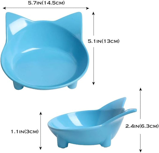 Set of 2 Non-Slip Cat & Dog Bowls – Wide, Shallow Food and Water Dishes for Whisker Fatigue Relief, No Spill, Safe Food-Grade Pet Bowls for Cats, Small Dogs, Kittens, Puppies & Rabbits