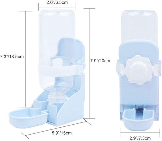 2Pcs 17oz Water Bottle for Small Animals, Rabbit Water Feeder Bowl Bunny Dispenser Hanging Automatic Guinea Pig Bottle for Cage