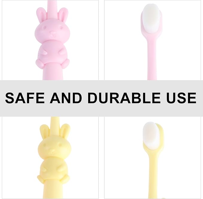 UPKOCH 3pcs Manual Toothbrush Set for Babies 2-8 Years, Gentle Thin Bristles, Cartoon Rabbit Design, Oral Care for Teeth Cleaning