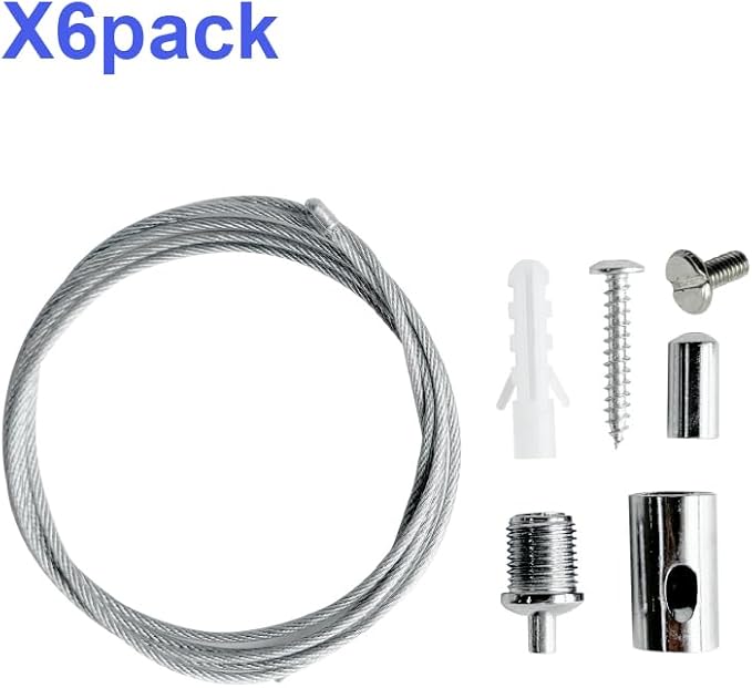 HAMRVL 6-Pack Hexagon Garage Lights Suspension Cables Kit - 3.28ft/1M Hexagon LED Lights Adjustable Steel Hanging Chain, Light Suspension Kit for LED Hexagon Lights, Aquarium Lights, Load 6.6 lb