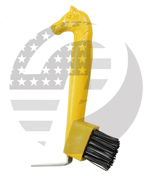 Horse Head HOOF PICKS WITH BRUSH (Yellow)