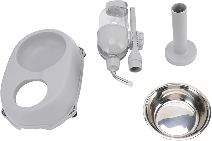 Dog Water Bottle with Bowl, 2 in 1 Water Bottle Stand Dispenser with Food Container Adjustable Pets Dog Bowl Feeder Drinking Bottle, for Cats Dogs Gerbil Rat Dwarf Hamster