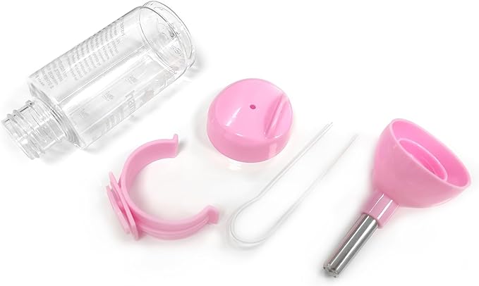 Shudyear 3 in 1 Pet Automatic Water Dispenser PP Water Bottle No Drip Small Pet Water Bottle for Dwarf Hamster Mouse Rat Hedgehog (Pink)