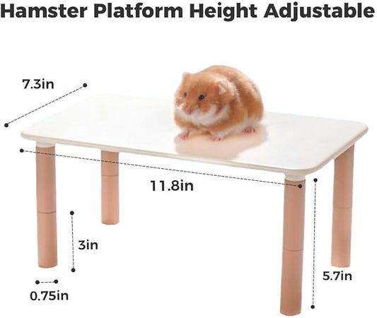mini&moe Hamster Platform - Adjustable Heigh Small Animal Play Plastic Waterproof & Chewproof Platform for Exercise Wheel Food Bowl Water Bottle and Other Cage Accessories