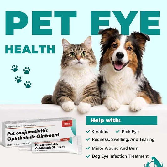 Pet Eye Care Ointment for Cats, Dogs, Puppies, Kittens, Horses, Cattle, Sheep & Birds, 5g (0.18 oz), Gentle Daily Eye Moisture Support, Easy Topical Application