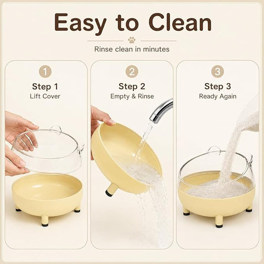 Meow&Woof Hamster Sand Bath Container, Large Sandbox Toilet Gerbil Batheoom, Tiny Chinchilla Dust Bathtub Sand Bath Box for Hamster Cage Accessories 6.5 Inch-Yellow
