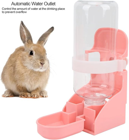 17oz Rabbit Water Bottle, Small Pet No Drip Hanging Water Dispenser, Automatic Bunny Water Bottle Water Feeder for Chinchilla Guinea Pig Hedgehog Ferret (Pink)
