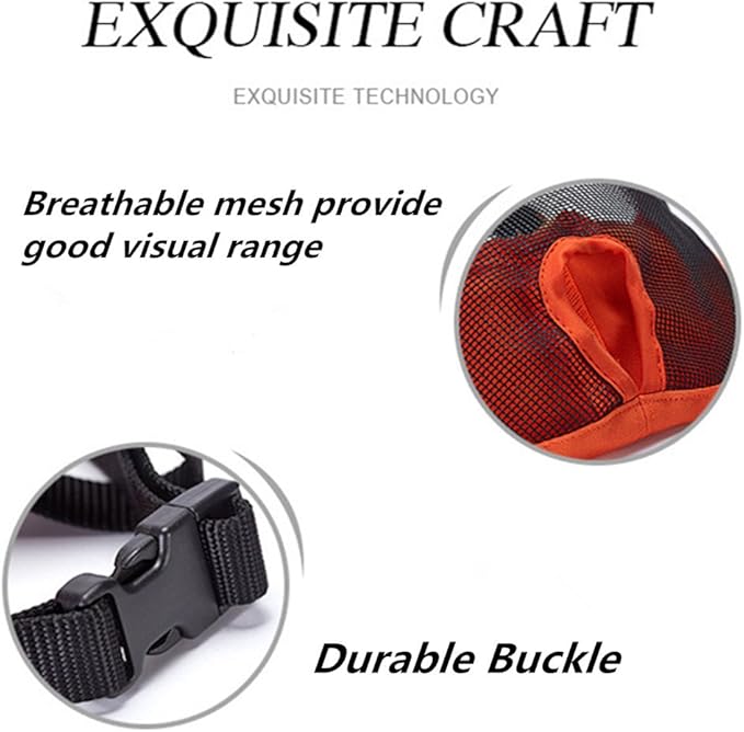 Short Snout Dog Muzzles- Adjustable Breathable Mesh Bulldog Muzzle for Biting Chewing Licking Training Grooming Dog Mask (Grey(Eyehole), Large/15-25")