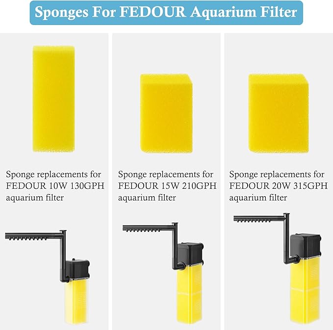 FEDOUR 4PCS Replacement Aquarium Biochemical Sponge for 20W Aquarium Filter, Aquarium Filter Sponges for Replacement