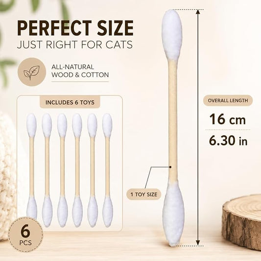 Cat Q Tip Toy with Catnip Cotton Swabs Qtip Cat Toy Pack Catnip Toys for Indoor Cats Giant Qtip Cat Toy Chew Sticks, Durable Felt Interactive