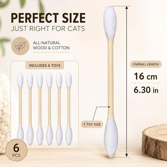 Cat Q Tip Toy with Catnip Cotton Swabs Qtip Cat Toy Pack Catnip Toys for Indoor Cats Giant Qtip Cat Toy Chew Sticks, Durable Felt Interactive