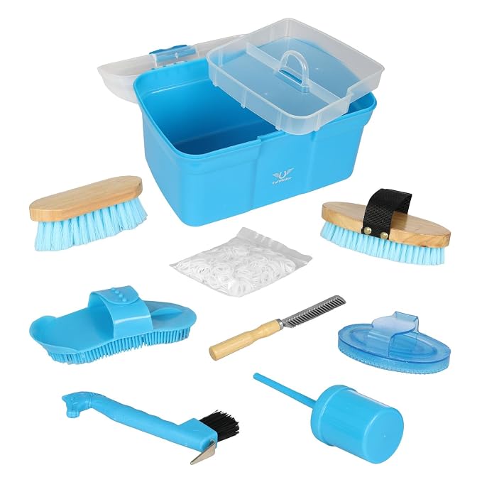 TuffRider Ultimate Groom Box Kit 8 Pieces-Blue