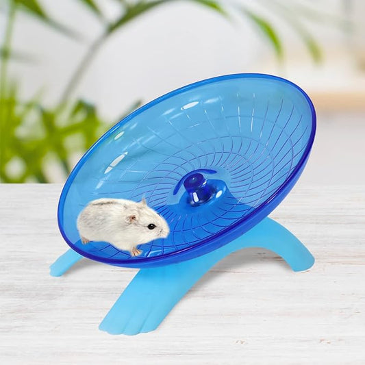 Hamster Flying Saucer Silent Running Exercise Wheel for Gerbil Rat Mouse Hedgehog Small Animals (Blue)