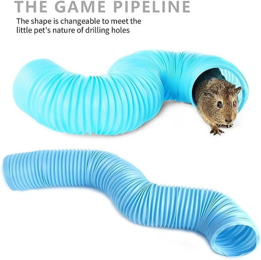 2 Pack Hamster Tunnel Ferrets Fun Tunnels Foldable Exercising Training Tubes Hideout Pipe Toy for Guinea Pigs Chinchillas Gerbils Mouse Rabbit Small Animal Pet Rats