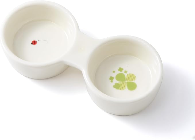 Sugar Glider Food and Water Bowl – Ceramic Shallow Double Dish, Stable Platform Feeder for Nectar & Soft Foods, Small Animal Cups for Sugar Gliders, Hamsters, Hedgehogs, Gerbils, Chipmunks